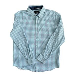 BUTTERCLOTH Icy Cotton Men's L Regular Fit Button Up Shirt Blue White Gray